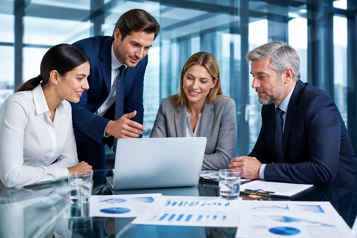 Консултант на GlobalFinance с клиенти / Conseiller GlobalFinance avec des clients